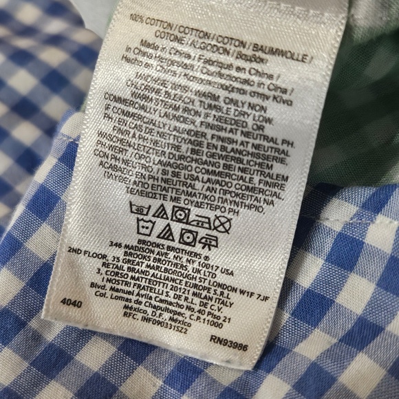 Brooks Brothers Shirt Womens 12 Blue White Gingham Check Button Long Sleeve flaw - Picture 5 of 10